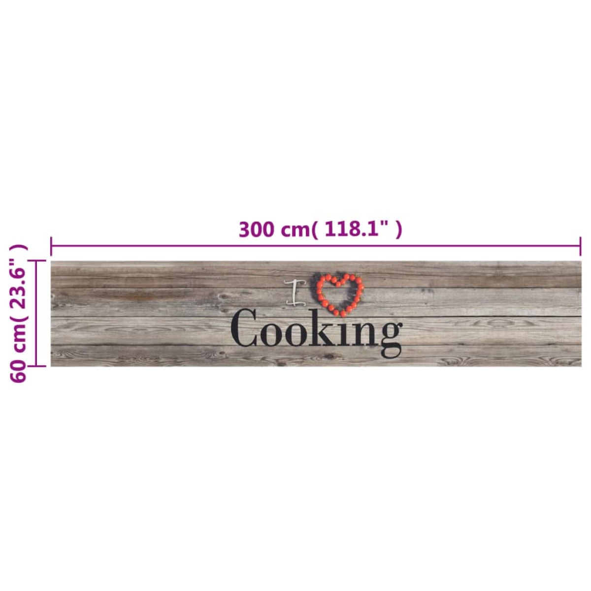 vidaXL Χαλί Κουζίνας Πλενόμενο Γκρι Επιγρ. Cooking 60x300 εκ. Βελούδο