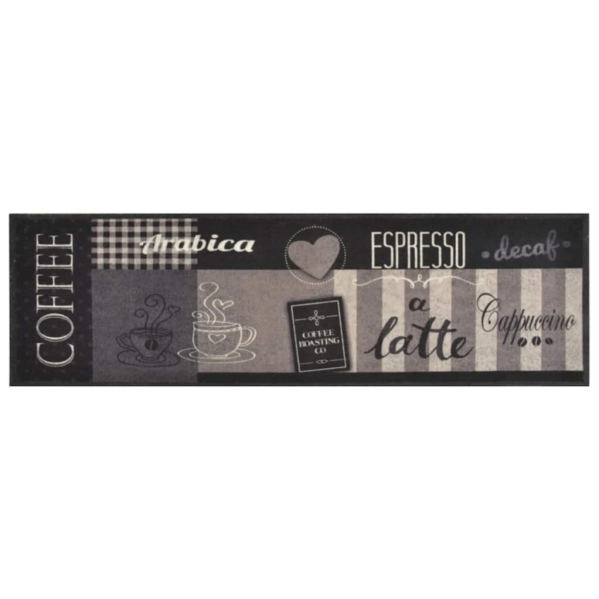 vidaXL Χαλί Κουζίνας Πλενόμενο Μαύρο Επιγραφή Coffee 45x150 εκ Βελούδο