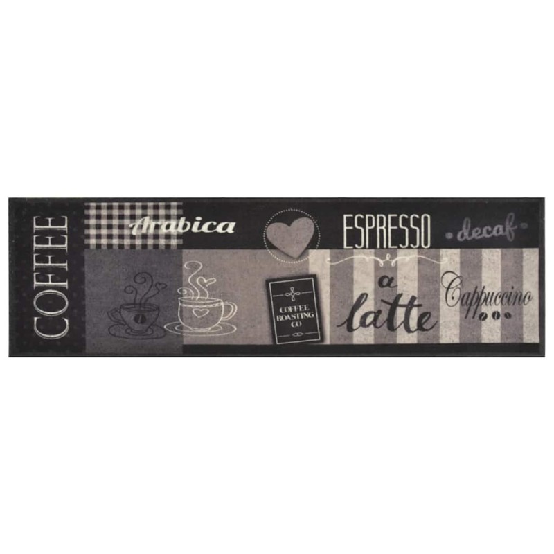 vidaXL Χαλί Κουζίνας Πλενόμενο Μαύρο Επιγραφή Coffee 45x150 εκ Βελούδο
