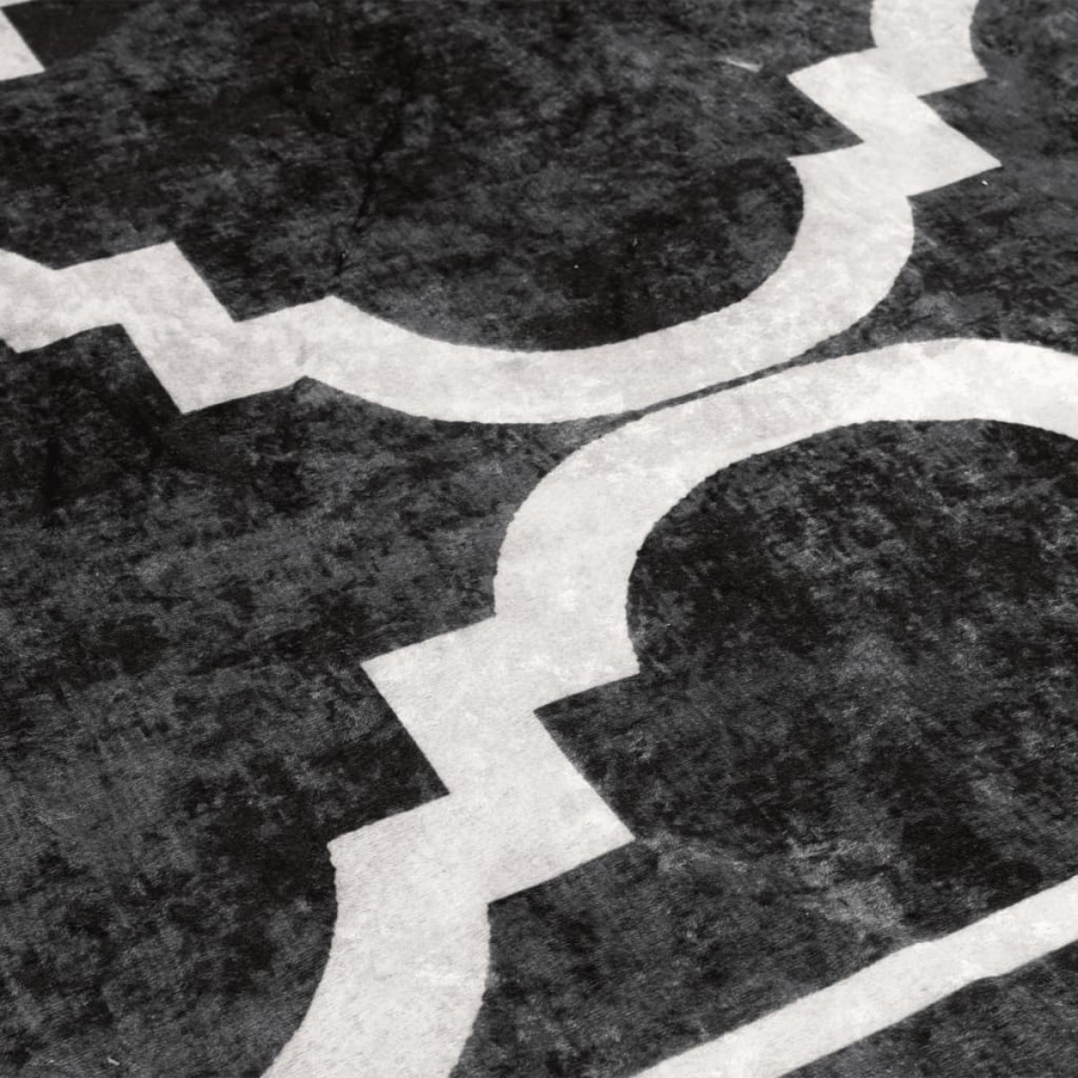 vidaXL Χαλί Πλενόμενο Αντιολισθητικό Μαύρο και Λευκό 120x180 εκ.
