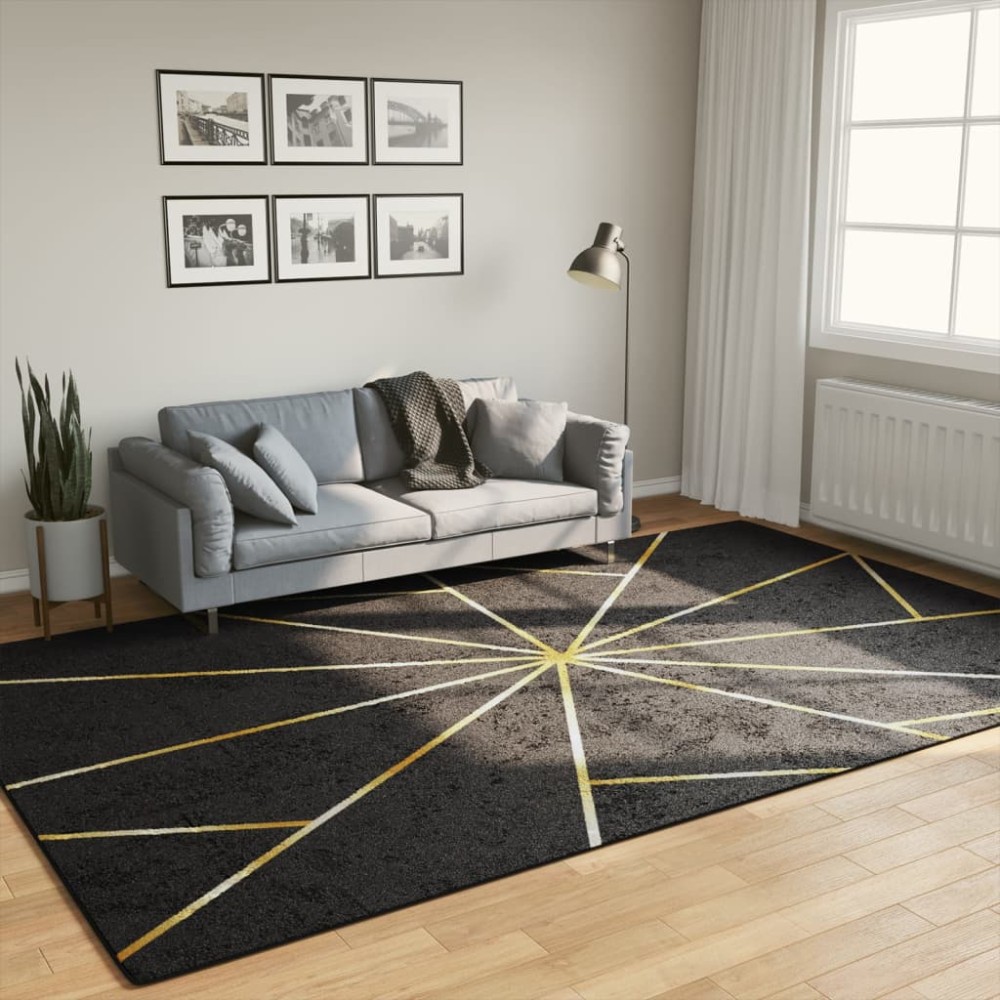 vidaXL Χαλί Πλενόμενο Χρυσό και Μαύρο 190 x 300 εκ.