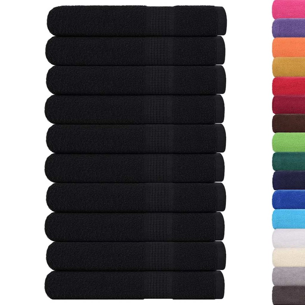vidaXL Πετσέτες FROGN 10 τεμ. Μαύρες 100x200 εκ. 360 γρ./μ²