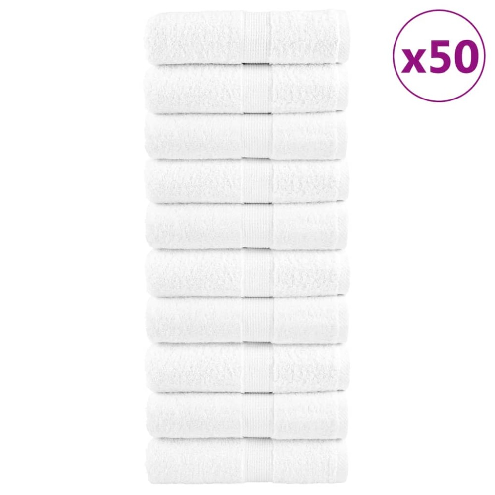 vidaXL Πετσέτες Ξενώνα Premium SOLUND 50 τεμ. Λευκό 30x50 εκ. 600 γρ./μ²