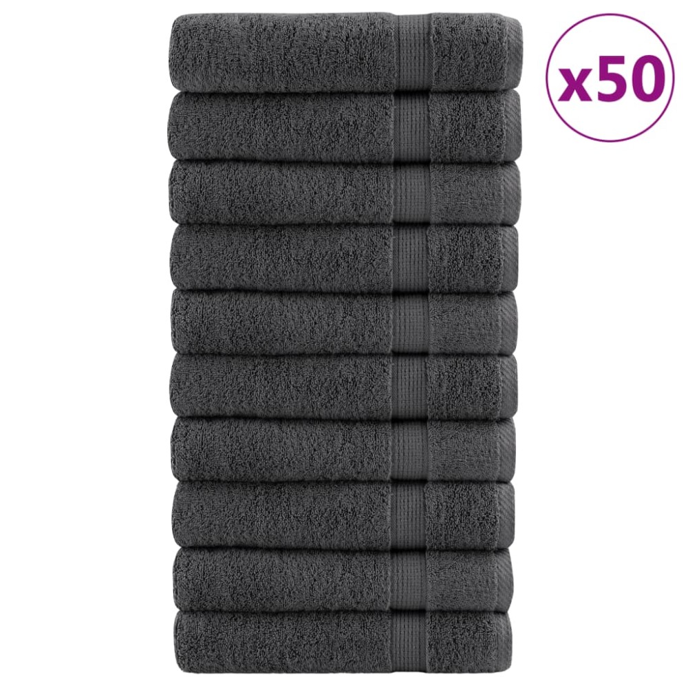 vidaXL Χειροπετσέτες Premium SOLUND 50 τεμ. Ανθρακί 50x100 εκ. 600 γρ./μ²