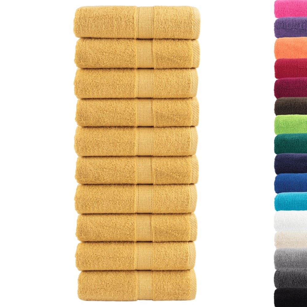 vidaXL Πετσέτες Ξενώνα Premium SOLUND 10 τεμ. Χρυσές 30x50 εκ. 600 γρ./τ.μ.