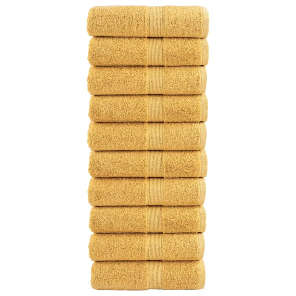 vidaXL Πετσέτες Ξενώνα Premium SOLUND 10 τεμ. Χρυσές 30x50 εκ. 600 γρ./τ.μ.