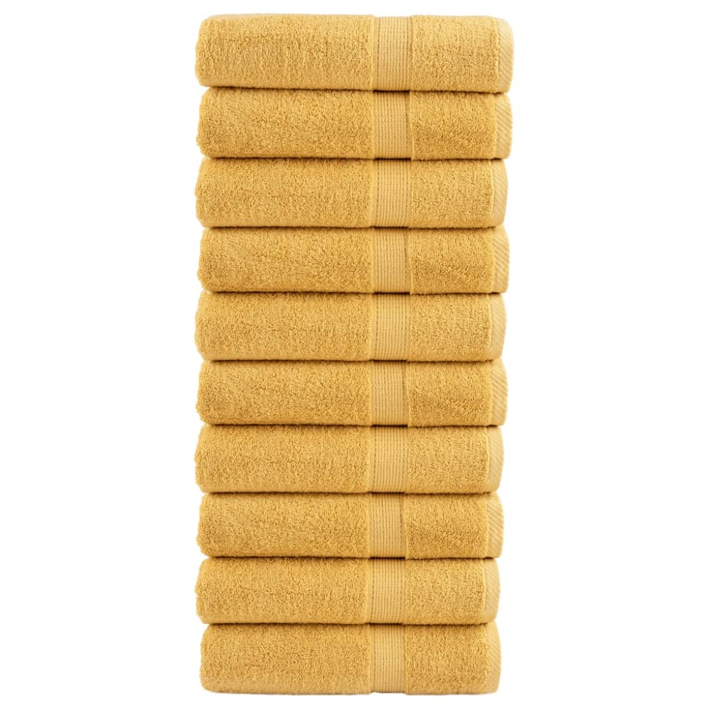 vidaXL Χειροπετσέτες Premium SOLUND 10 τεμ. Χρυσές 50x100 εκ. 600 γρ./μ²