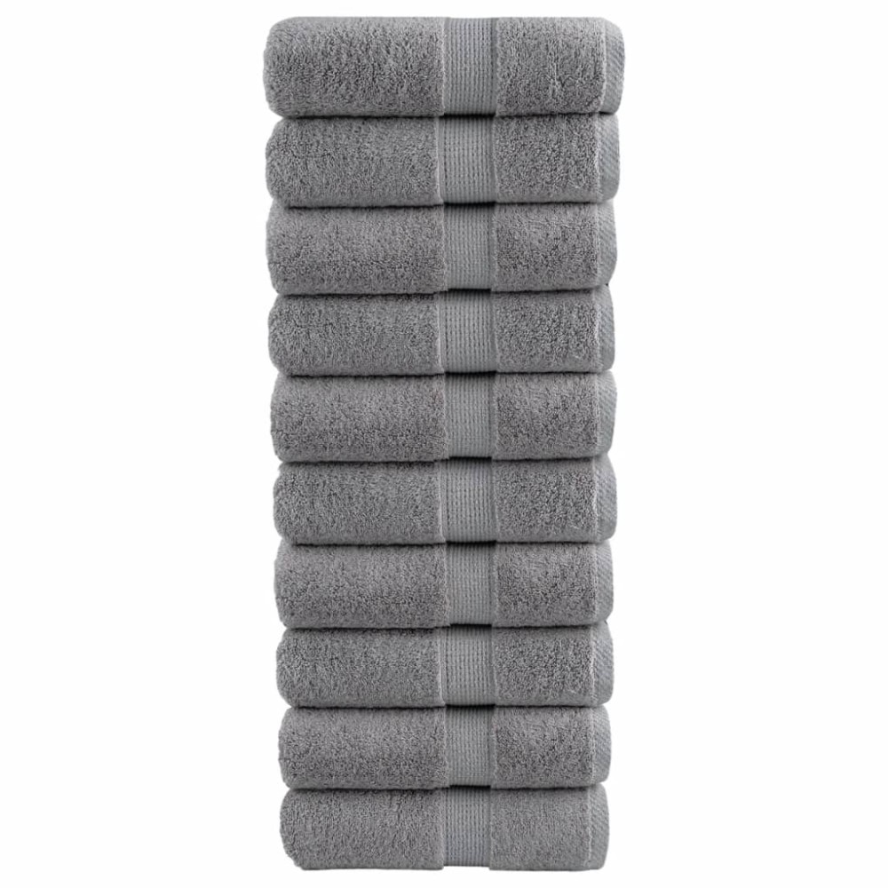 vidaXL Πετσέτες Ξενώνα Premium SOLUND 10 τεμ. Γκρι 30x50 εκ. 600 γρ./τ.μ.