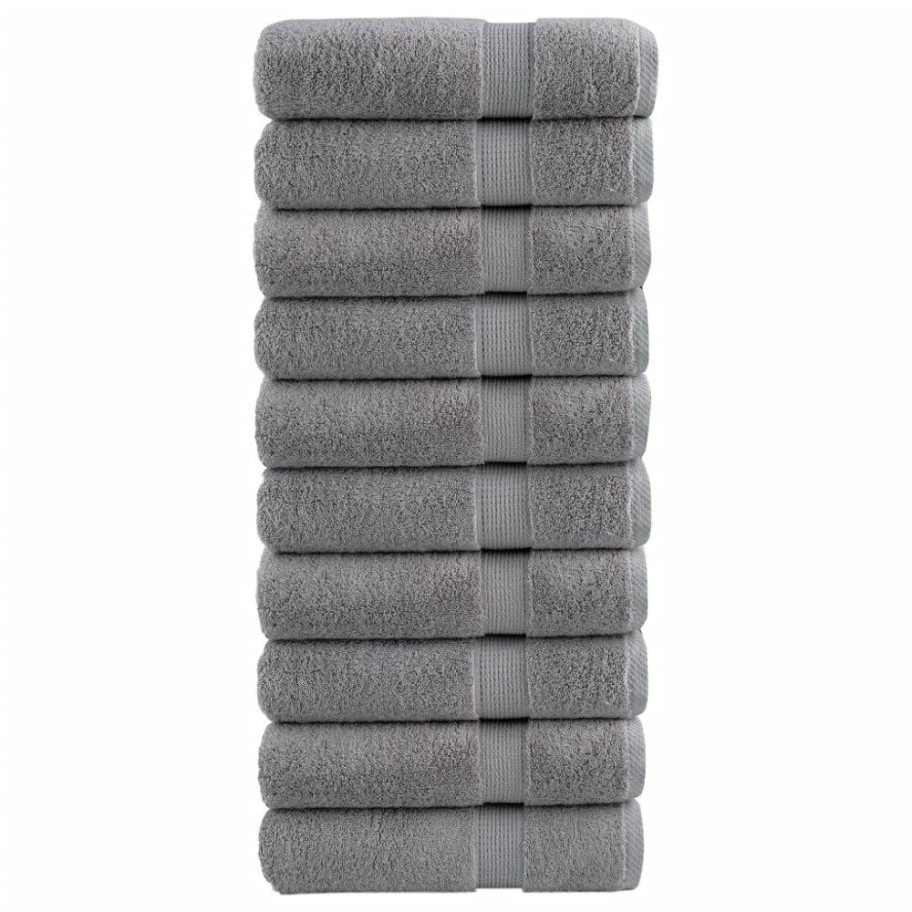 vidaXL Πετσέτες Μπάνιου Premium SOLUND 10 τεμ. Γκρι 70x140 εκ. 600 γρ./μ²