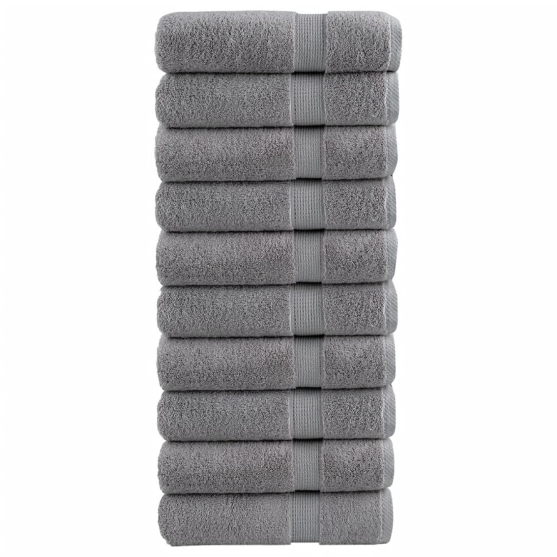 vidaXL Πετσέτες Μπάνιου Premium SOLUND 10 τεμ. Γκρι 70x140 εκ. 600 γρ./μ²
