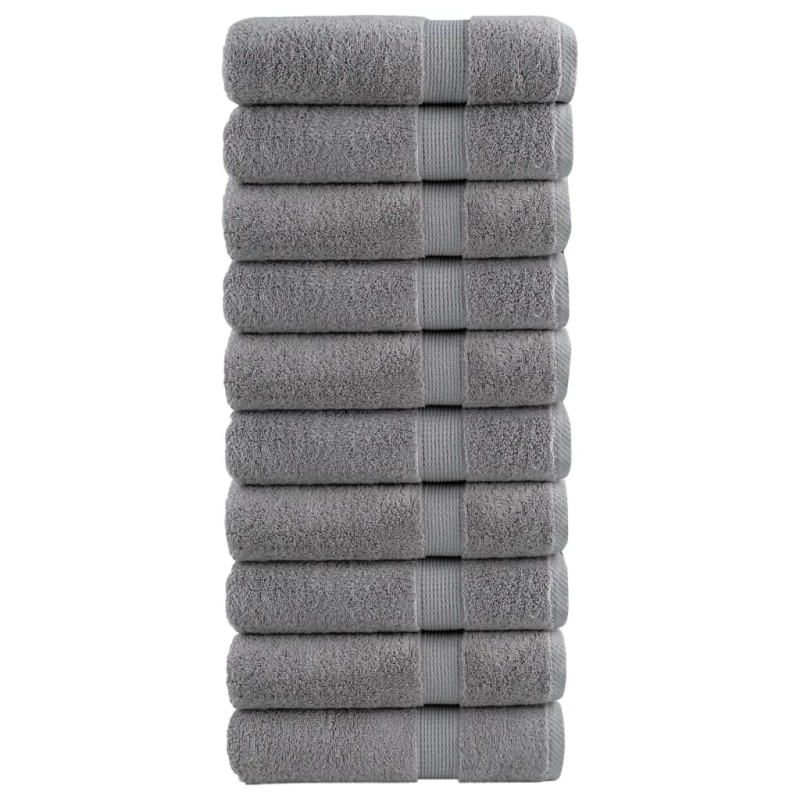 vidaXL Πετσέτες Μπάνιου Premium SOLUND 10 τεμ. Γκρι 100x150 εκ. 600 γρ./μ²