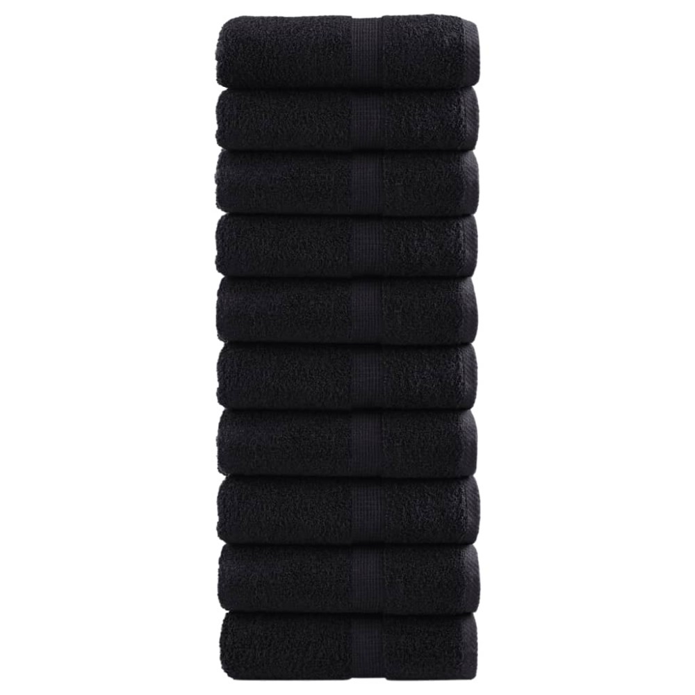 vidaXL Πετσέτες Ξενώνα Premium SOLUND 10 τεμ. Μαύρες 30x50 εκ. 600 γρ./τ.μ.