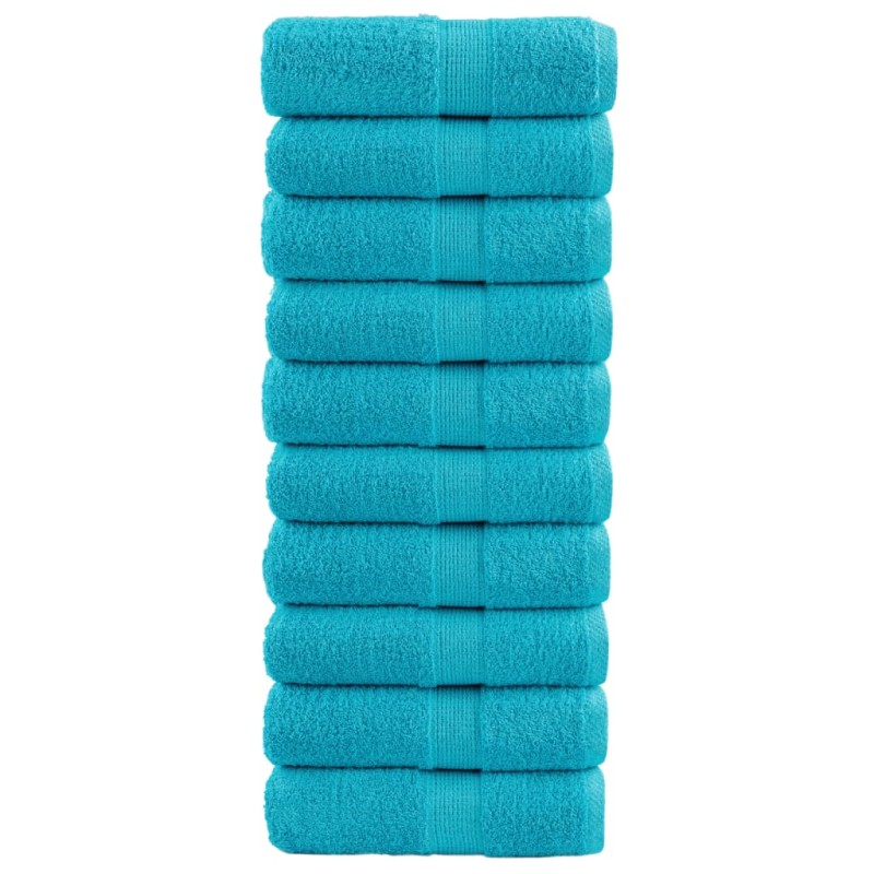 vidaXL Πετσέτες Ξενώνα Premium SOLUND 10 τεμ. Τυρκουάζ 30x50 εκ. 600 γρ./τ.μ.