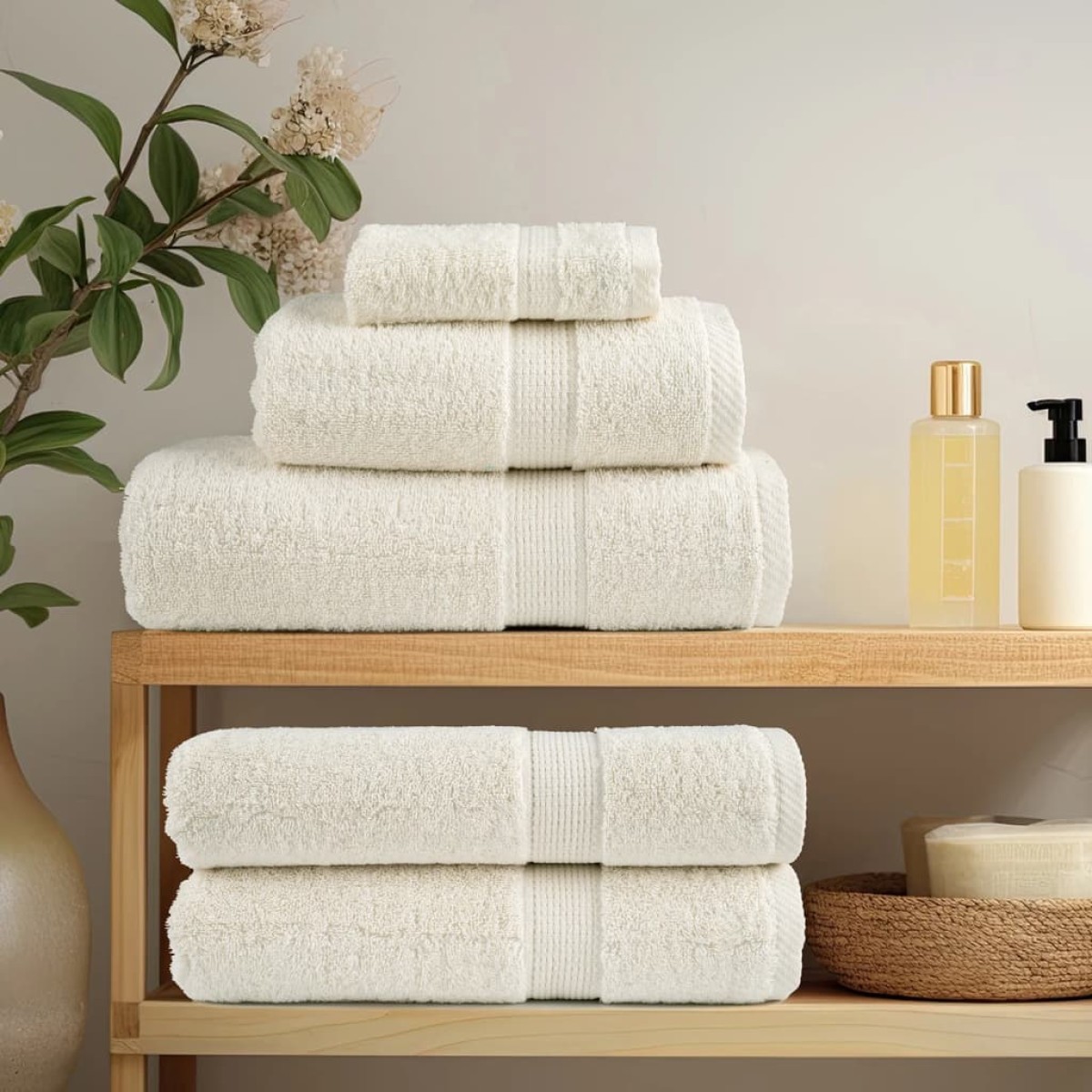 vidaXL Παντόφλες Premium SOLUND 4 τεμ. Κρεμ 30x30 εκ. 600 γρ./τ.μ.