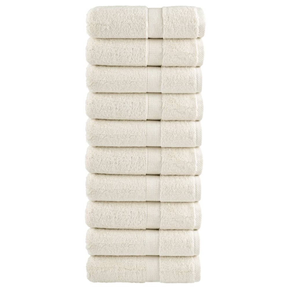vidaXL Πετσέτες Ξενώνα Premium SOLUND 10 τεμ. Κρεμ 30x50 εκ. 600 γρ./τ.μ.