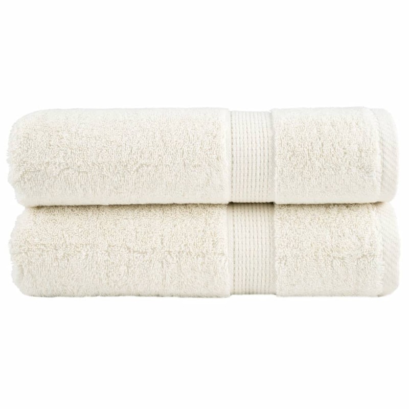 vidaXL Πετσέτες Μπάνιου Premium SOLUND 2 τεμ. Κρεμ 100x150 εκ. 600 γρ./μ²