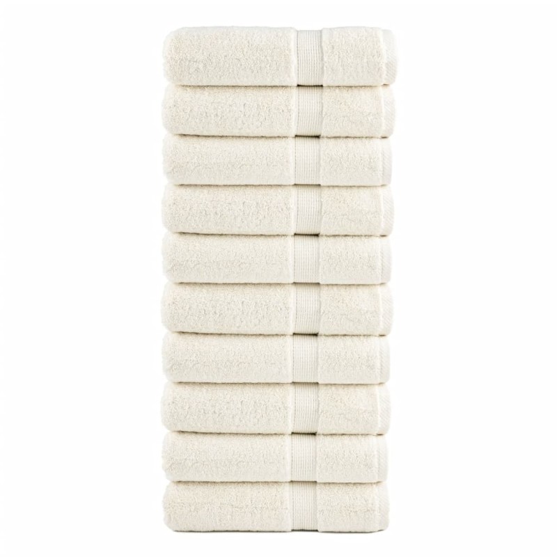 vidaXL Πετσέτες Μπάνιου Premium SOLUND 10 τεμ. Κρεμ 100x150 εκ. 600 γρ./μ²