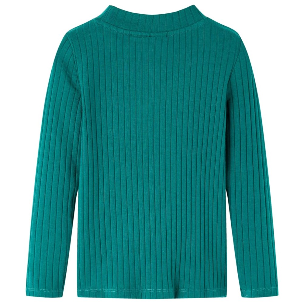 Μπλουζάκι Παιδικό Μακρυμάνικο Πλέξη Ριμπ Σκούρο Πράσινο 128