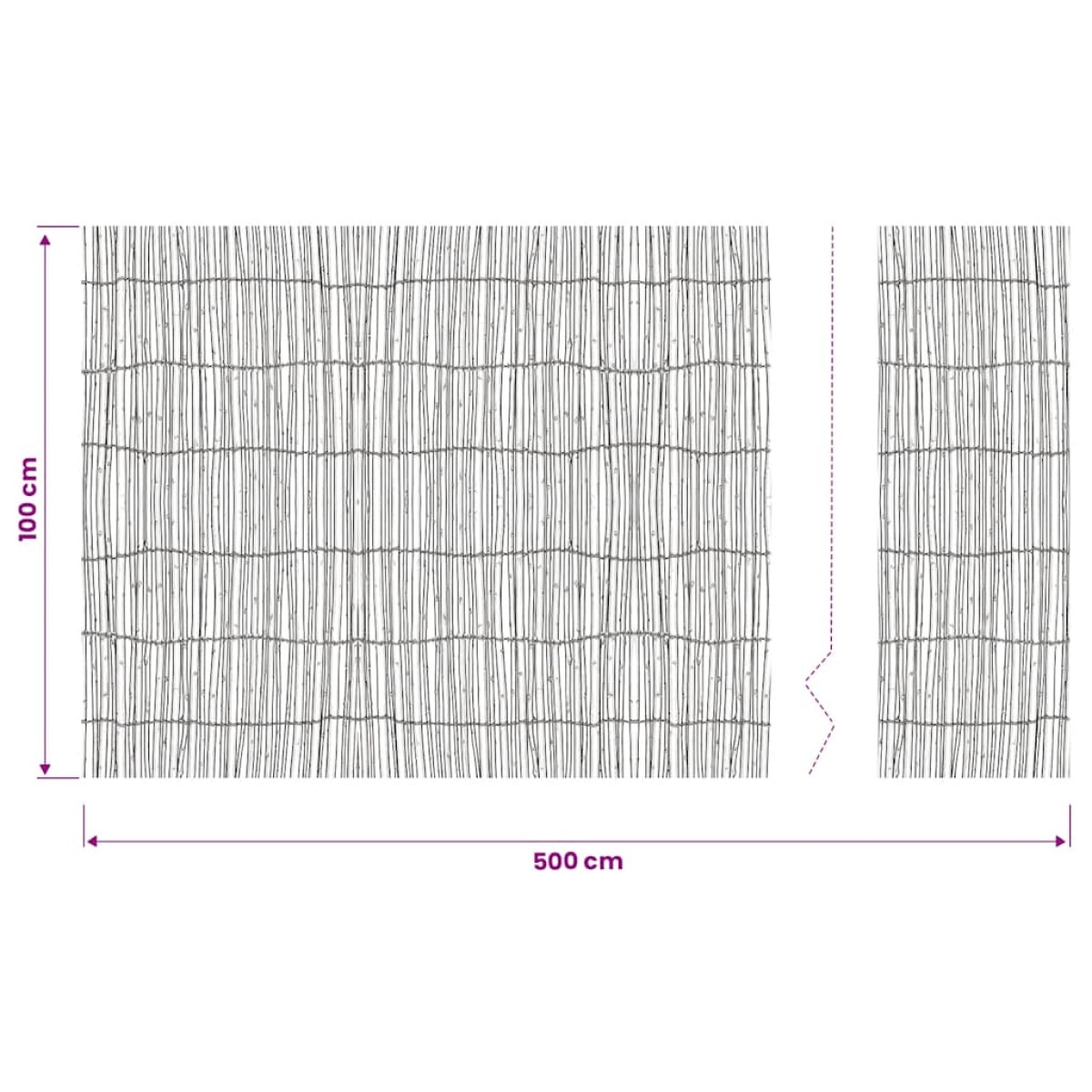 vidaXL Καλαμωτή από Ιτιά 500 x 100 εκ.