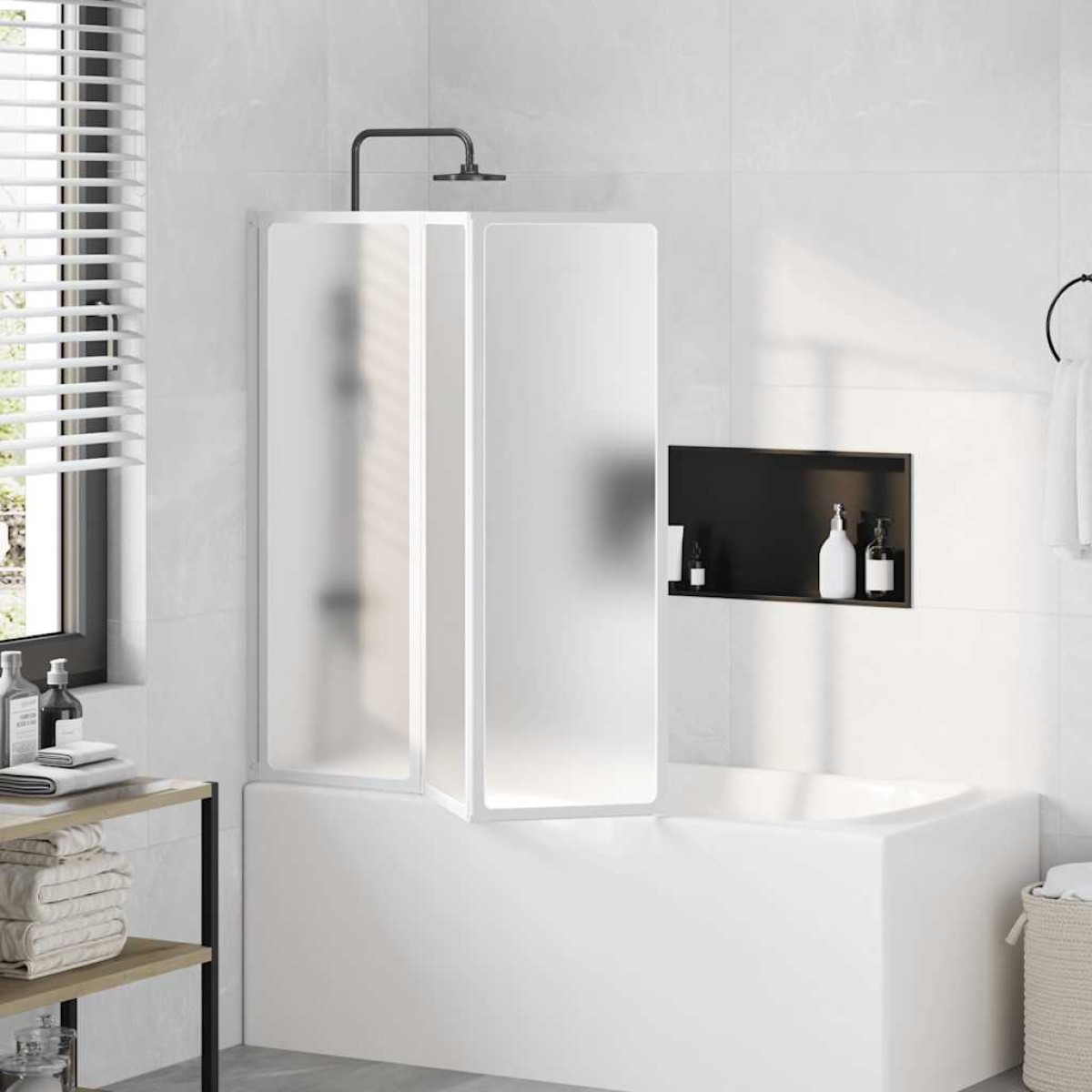 Διαχωριστικό μπανιέρας 117 x 120 cm 3 Πάνελ πτυσσόμενα