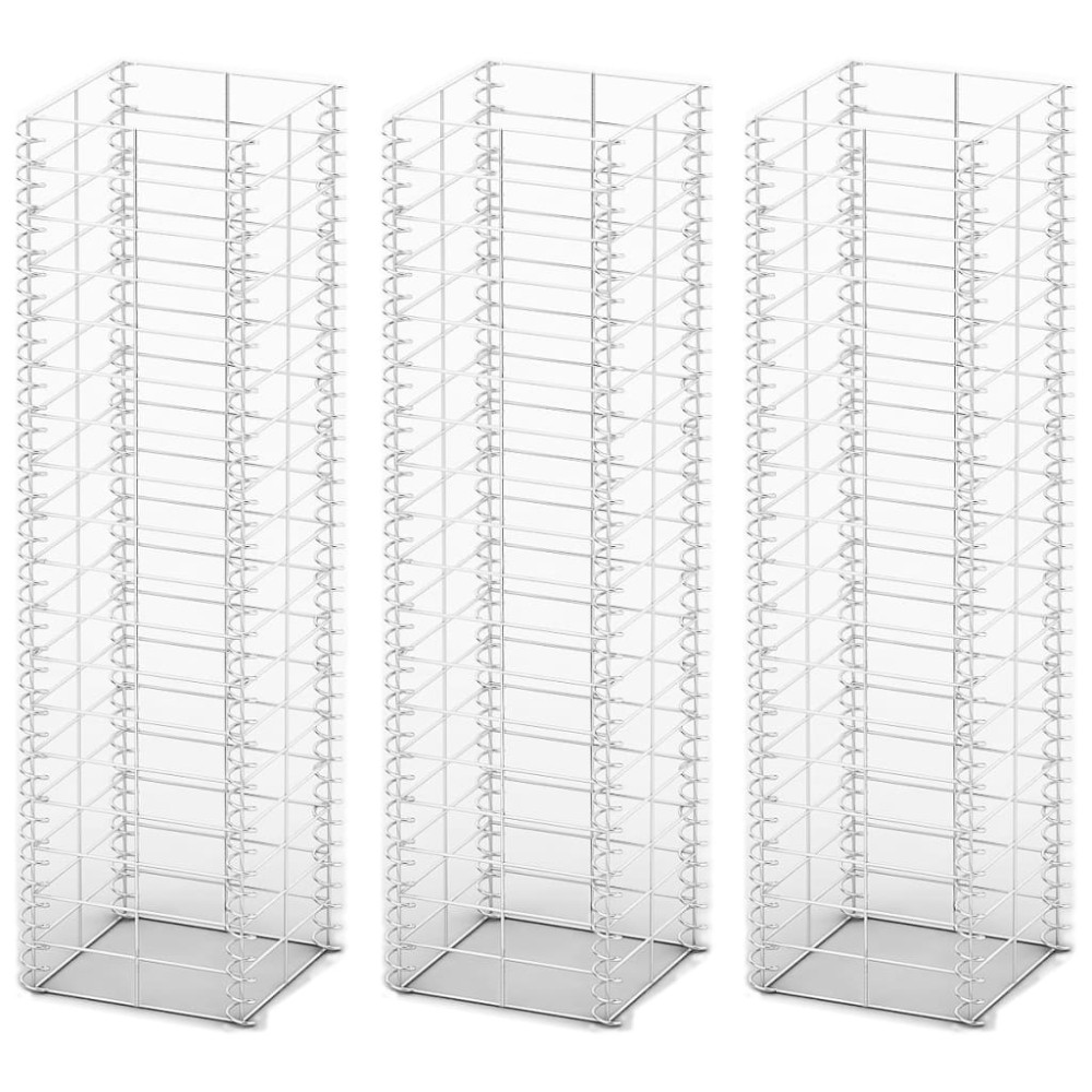 vidaXL Συρματοκιβώτια Σετ 3 τεμ. 25 x 25 x 100 εκ. Γαλβανισμένο Σύρμα