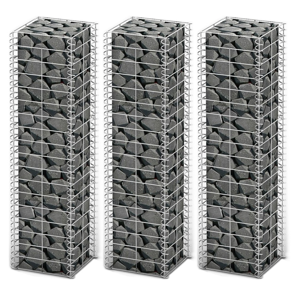 vidaXL Συρματοκιβώτια Σετ 3 τεμ. 25 x 25 x 100 εκ. Γαλβανισμένο Σύρμα