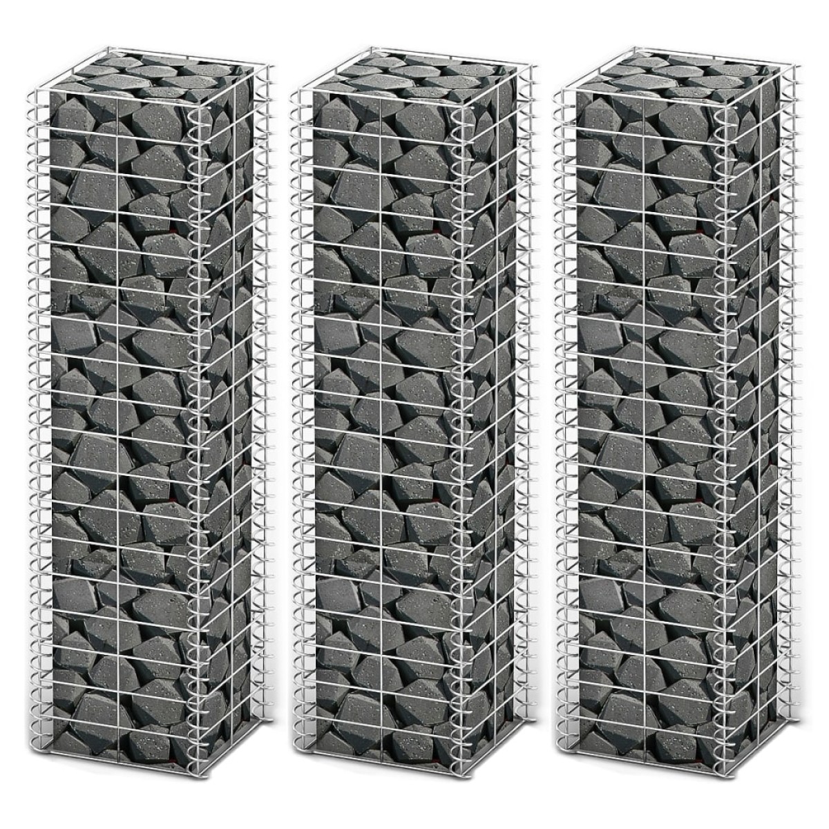 vidaXL Συρματοκιβώτια Σετ 3 τεμ. 25 x 25 x 100 εκ. Γαλβανισμένο Σύρμα