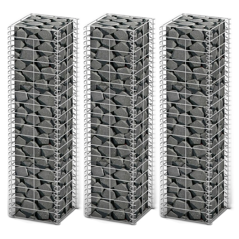vidaXL Συρματοκιβώτια Σετ 3 τεμ. 25 x 25 x 100 εκ. Γαλβανισμένο Σύρμα