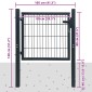 vidaXL Πόρτα Περίφραξης (Μονή) Γκρι Ανθρακί 106 x 130 εκ.