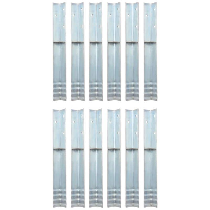 vidaXL Στηρίγματα Εδάφους Σχήματος Γ 12 τεμ. 5x5x50 εκ. Γαλβ. Χάλυβας
