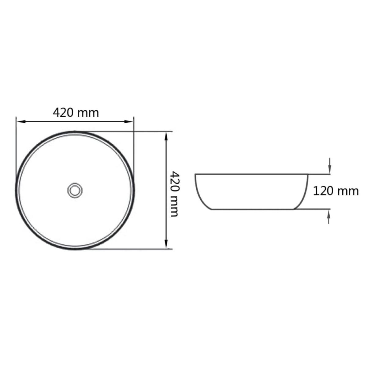 vidaXL Νιπτήρας Στρογγυλός Λευκός 42 x 12 εκ. Κεραμικός