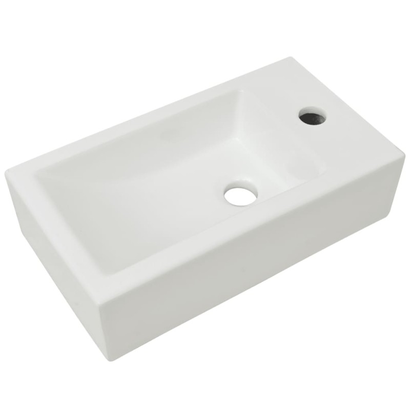 vidaXL Νιπτήρας Ορθογώνιος Οπή Βρύσης Λευκός 46x25,5x12 εκ. Κεραμικός