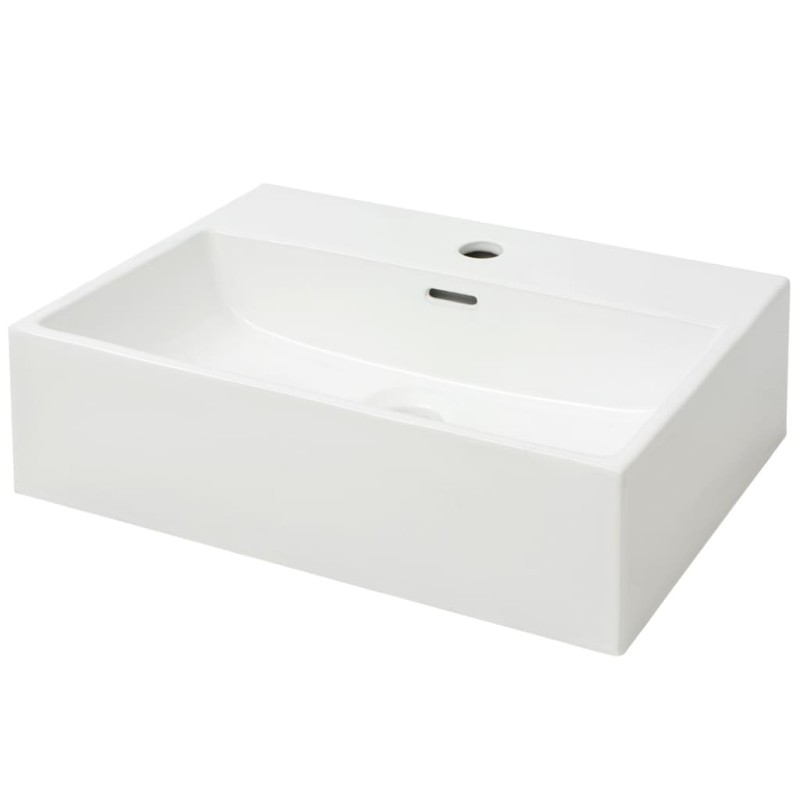 vidaXL Νιπτήρας με Οπή Βρύσης Λευκός 51,5 x 38,5 x 15 εκ. Κεραμικός