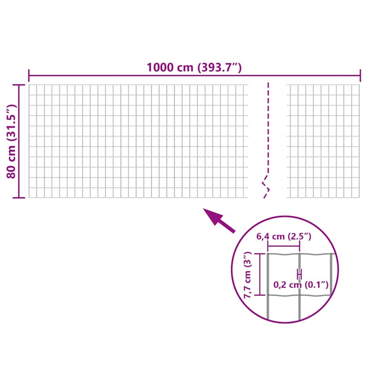vidaXL Συρματόπλεγμα Γκρι 10 x 0,8 μ. Ατσάλινο