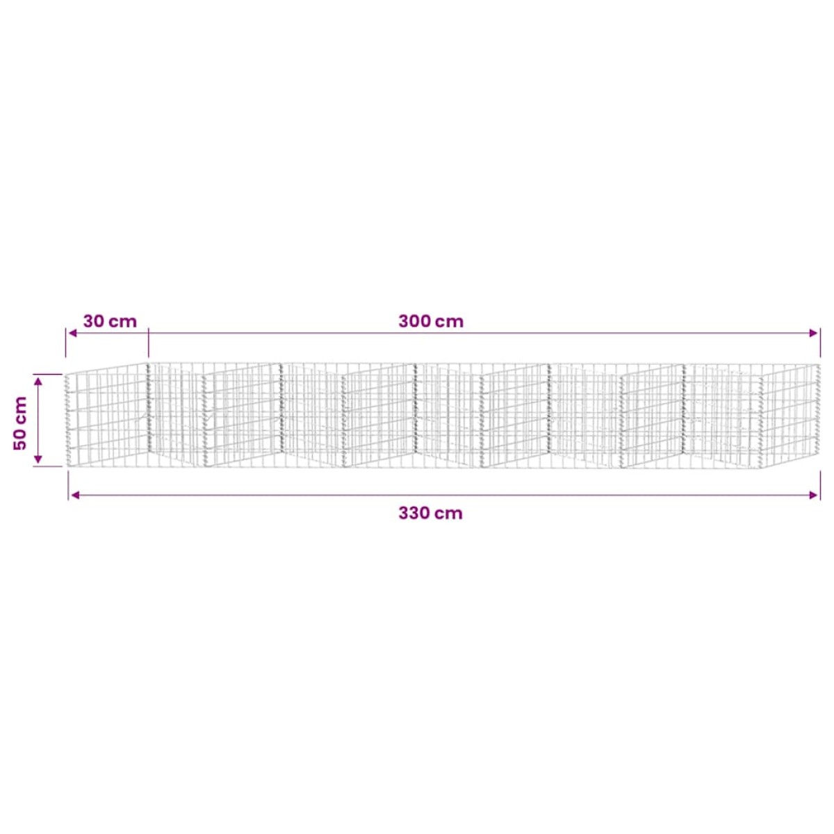 vidaXL Συρματοκιβώτιο 300 x 30 x 50 εκ. από Γαλβανισμένο Χάλυβα