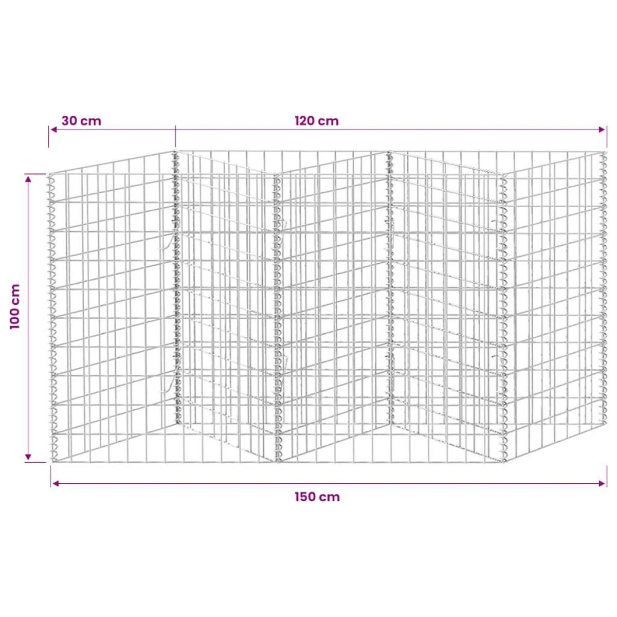 vidaXL Συρματοκιβώτιο 120 x 30 x 100 εκ. από Γαλβανισμένο Χάλυβα