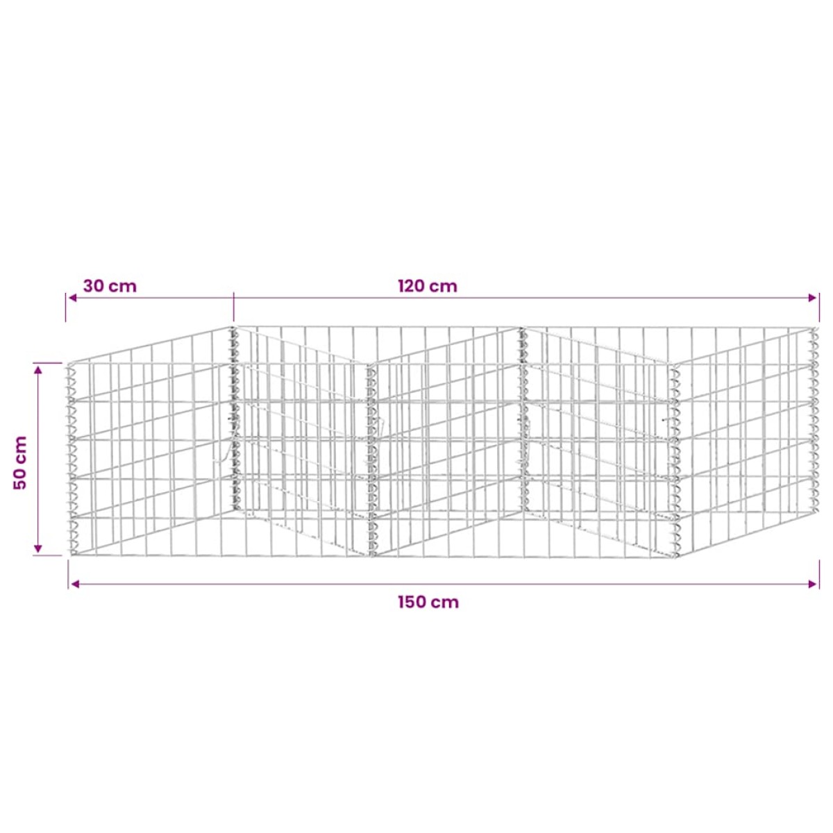 vidaXL Συρματοκιβώτιο 120 x 30 x 50 εκ. από Γαλβανισμένο Χάλυβα