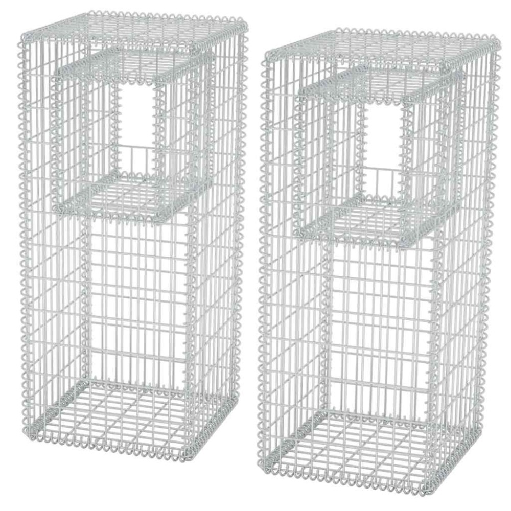 vidaXL Συρματοκιβώτια Στύλοι/Γλάστρες 2 τεμ 50 x 50 x 120 εκ. Ατσάλινα