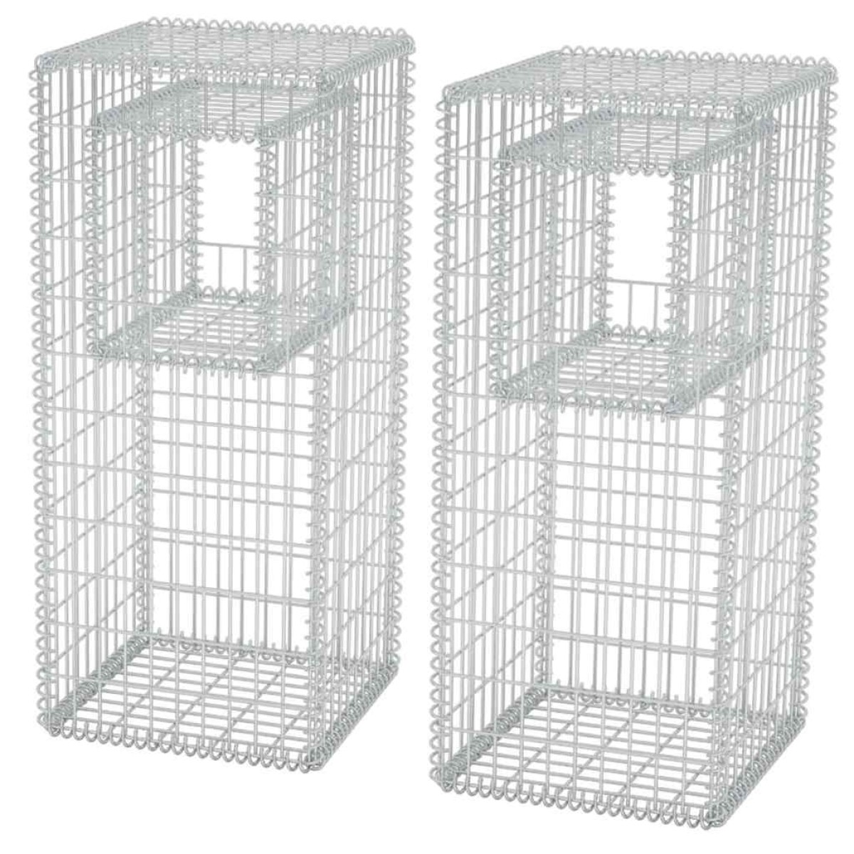vidaXL Συρματοκιβώτια Στύλοι/Γλάστρες 2 τεμ 50 x 50 x 120 εκ. Ατσάλινα