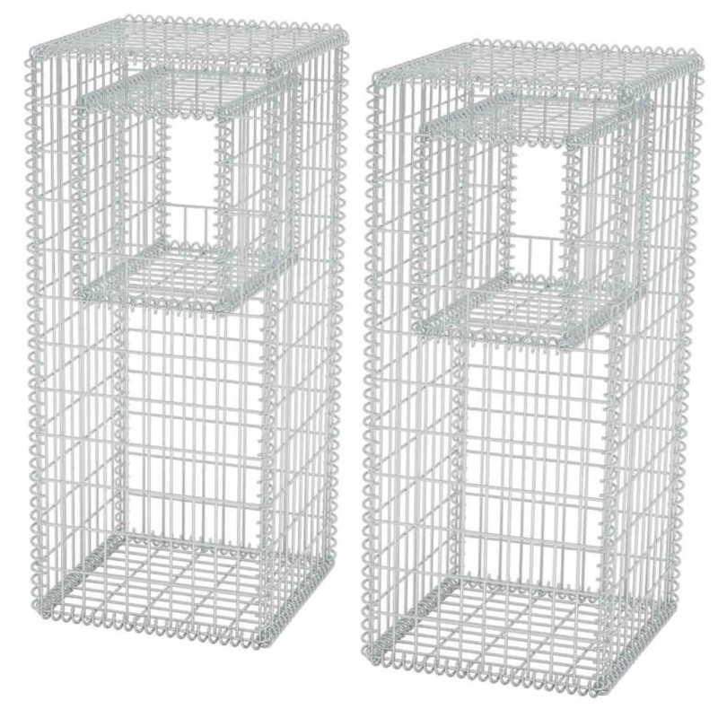 vidaXL Συρματοκιβώτια Στύλοι/Γλάστρες 2 τεμ 50 x 50 x 120 εκ. Ατσάλινα