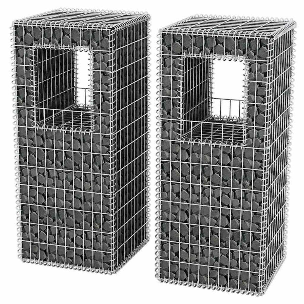 vidaXL Συρματοκιβώτια Στύλοι/Γλάστρες 2 τεμ 50 x 50 x 120 εκ. Ατσάλινα