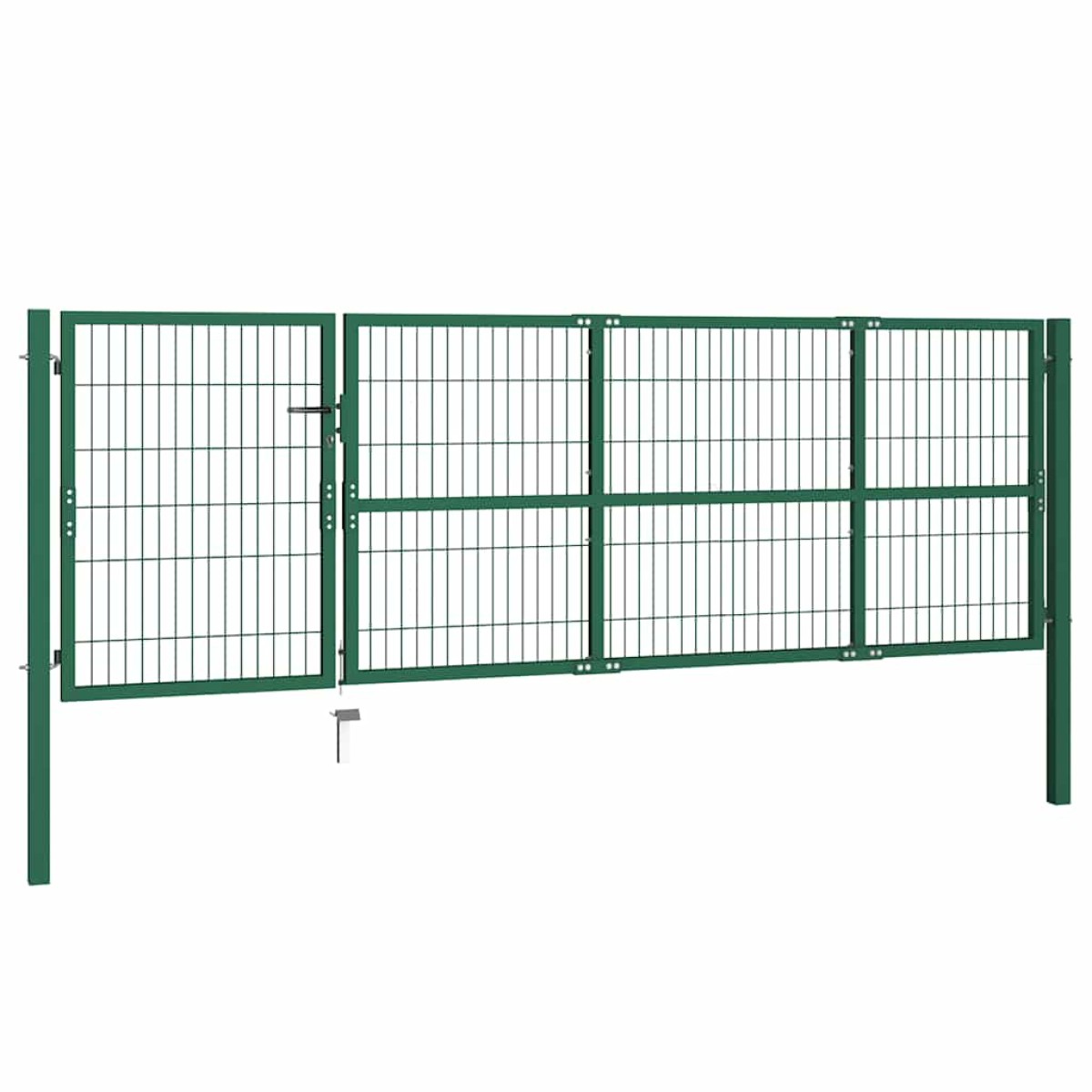 vidaXL Πόρτα Περίφραξης Κήπου Πράσινη 350x100 εκ. Ατσάλινη με Στύλους
