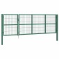 vidaXL Πόρτα Περίφραξης Κήπου Πράσινη 350x120 εκ. Ατσάλινη με Στύλους