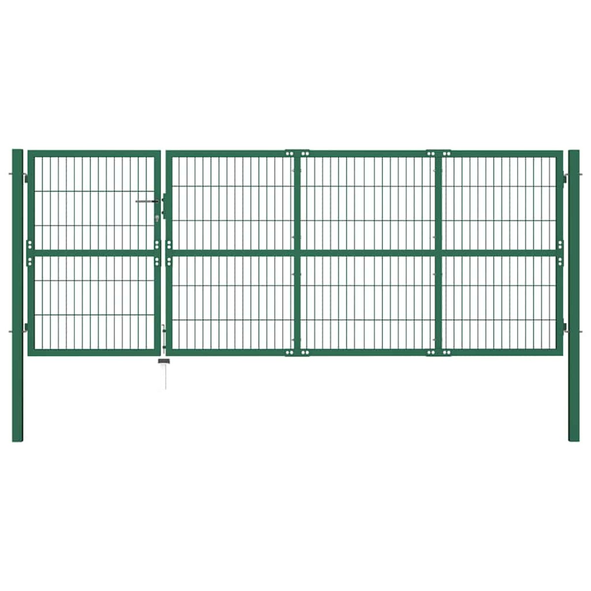 vidaXL Πόρτα Περίφραξης Κήπου Πράσινη 350x120 εκ. Ατσάλινη με Στύλους