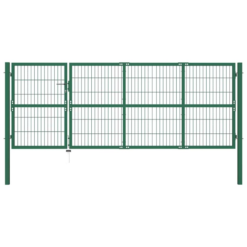 vidaXL Πύλη Φράχτη Κήπου με Στύλους 350x120 εκ. Ατσάλινο Πράσινο