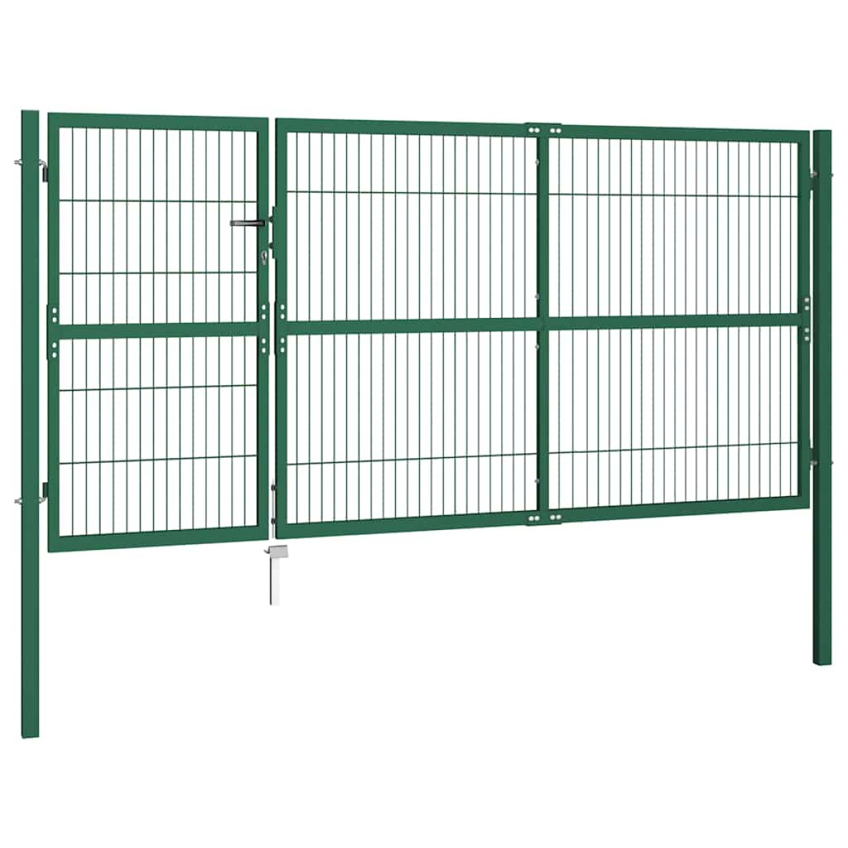 vidaXL Πόρτα Περίφραξης Κήπου Πράσινη 350x140 εκ. Ατσάλινη με Στύλους