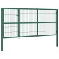 vidaXL Πόρτα Περίφραξης Κήπου Πράσινη 350x140 εκ. Ατσάλινη με Στύλους