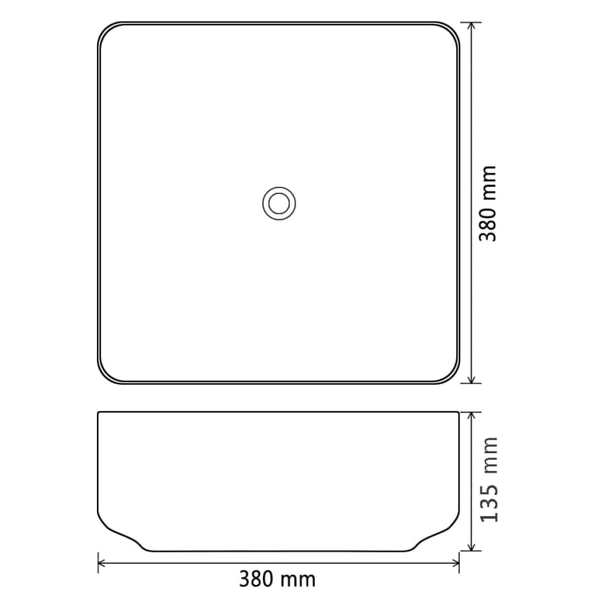 vidaXL Νιπτήρας Τετράγωνος Μαύρος 38 x 38 x 13,5 εκ. Κεραμικός