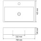 vidaXL Νιπτήρας με Οπή Βρύσης Μαύρος 76 x 42,5 x 14,5 εκ. Κεραμικός