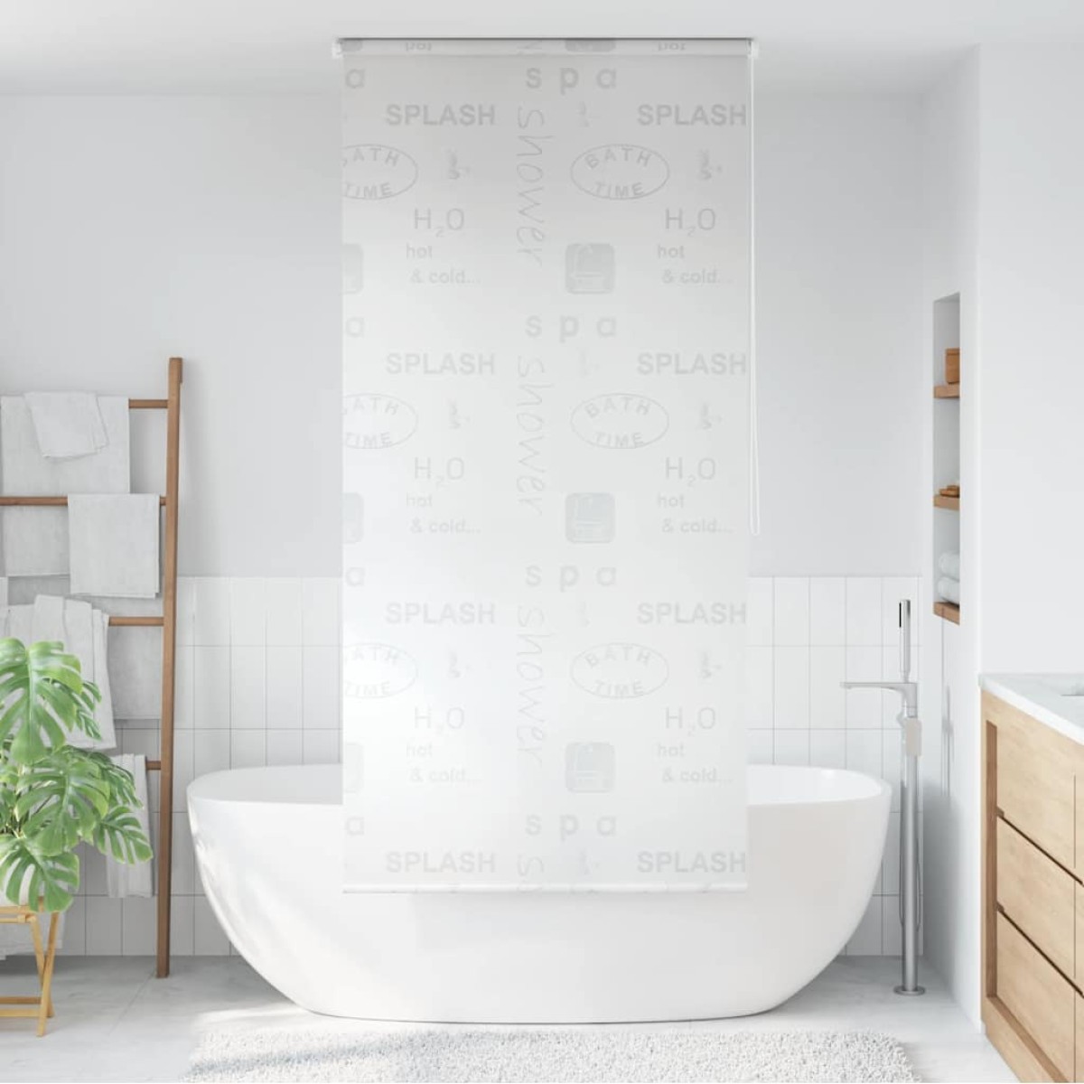 vidaXL Κουρτίνα Μπάνιου Ρολό Σχέδιο Πιτσιλιά 100 x 240 εκ.